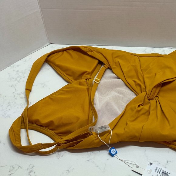 NWT Bleu Rod Beattie Yellow Crossback Halterneck One Piece - Picture 7 of 8